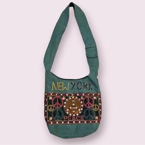 New York Boho Bag Peace Sign Crossbody Bag Hippie bag Top Zipper Made in India